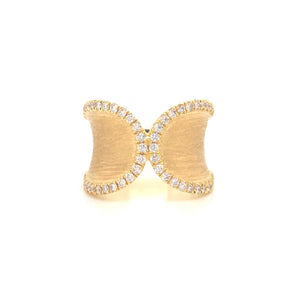 Brushed Finish Diamond Butterfly Ring